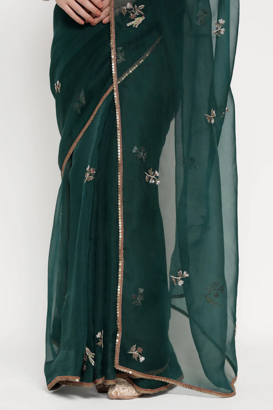 Emerald Green Blush Petal Saree