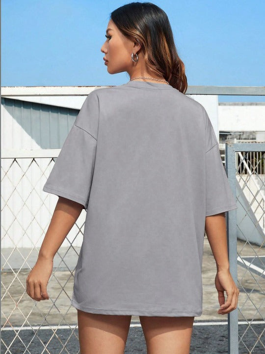 Print Cotton Blend Boxy Top