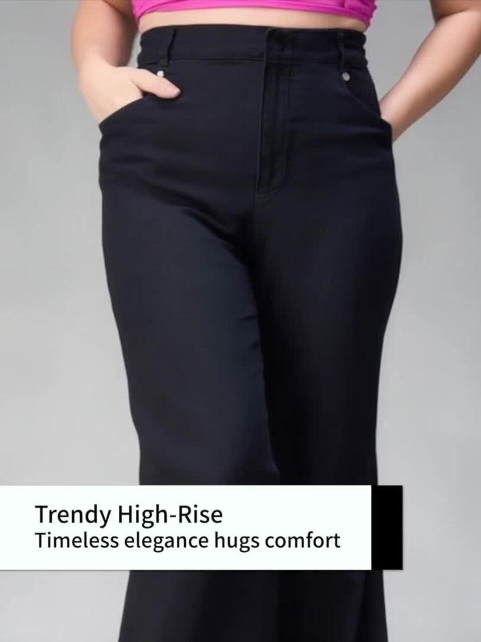 Plus Size Women Wide Leg High-Rise Stretchable Jeans