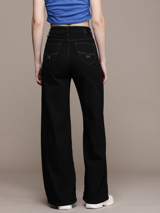 The Life Co. Women Wide Leg High-Rise Stretchable Jeans