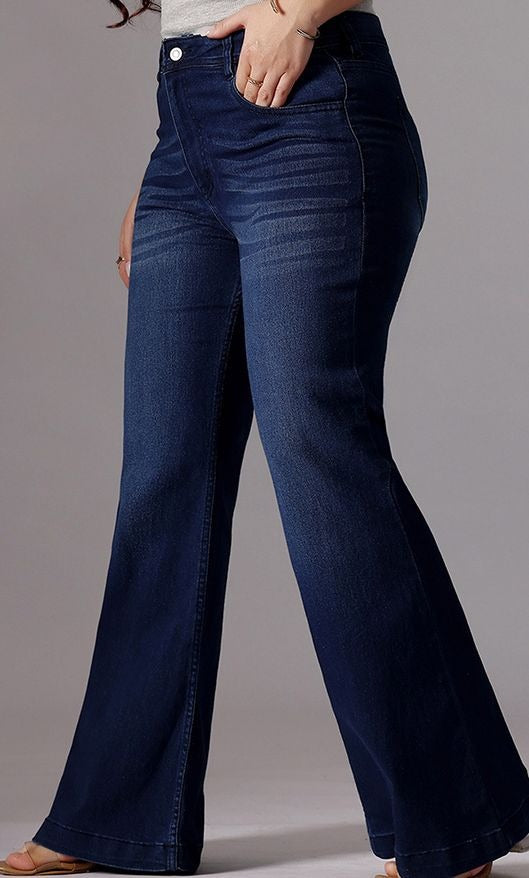 Plus Size Women Bootcut High-Rise Light Fade Stretchable Jeans