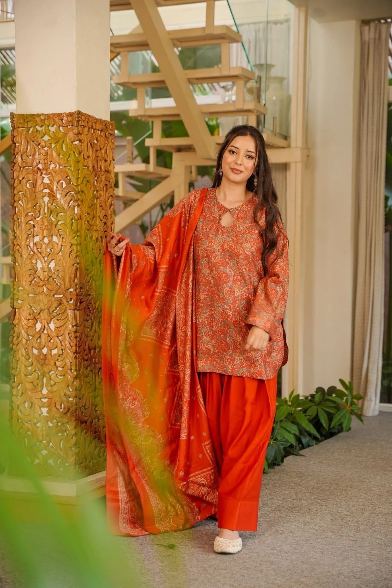 Parisa Rust Muslin Farshi Salwar Set