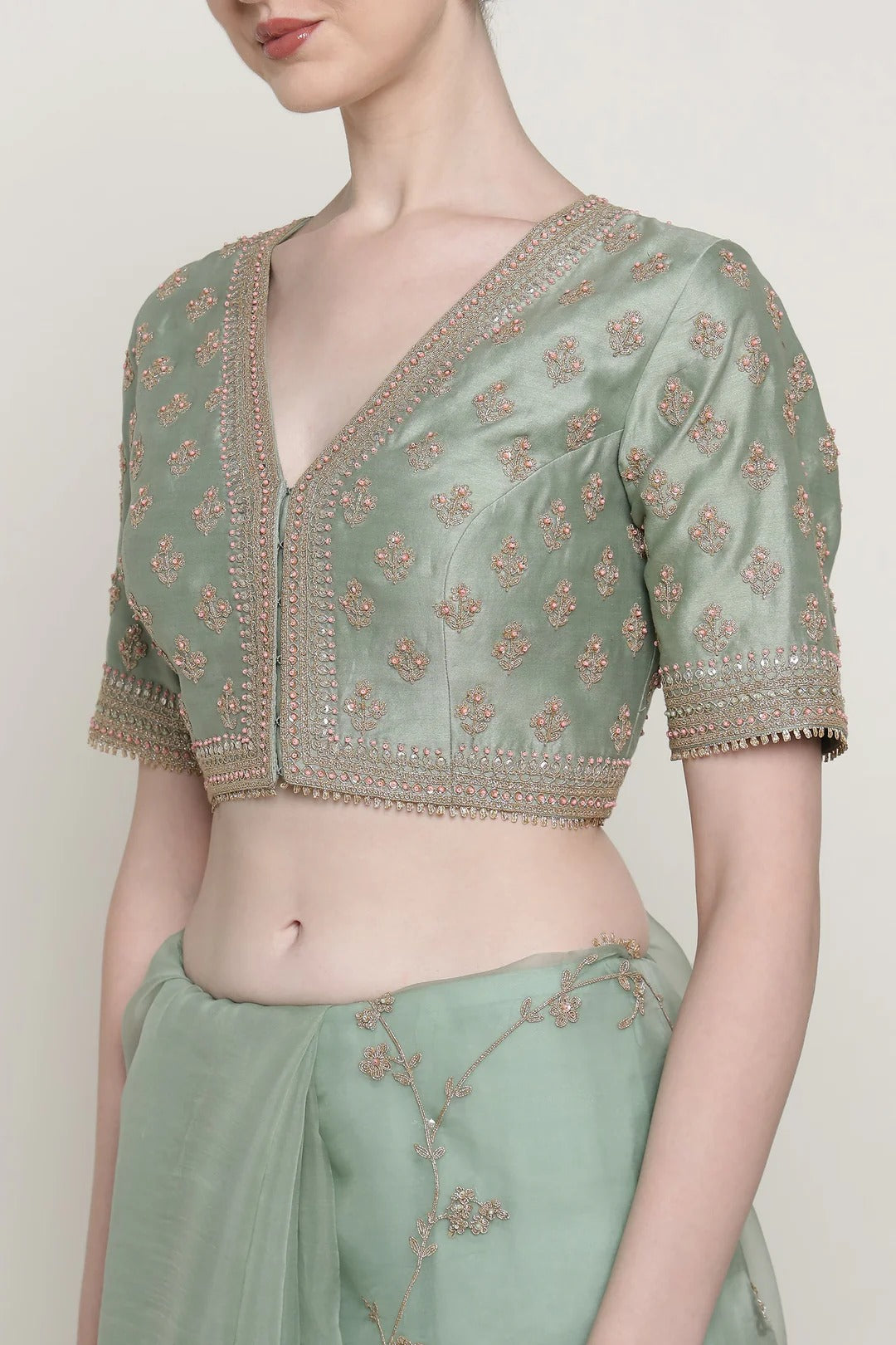 Teal Vrinda Dori Saree Set