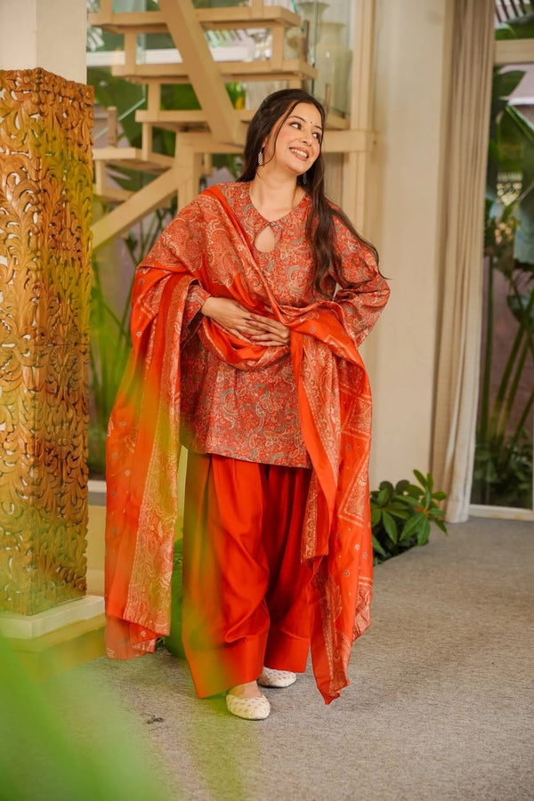 Parisa Rust Muslin Farshi Salwar Set