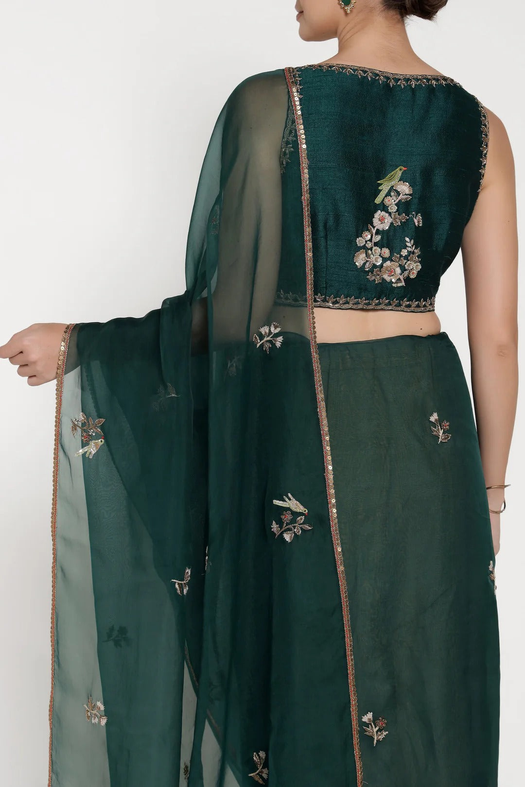 Emerald Green Blush Petal Saree