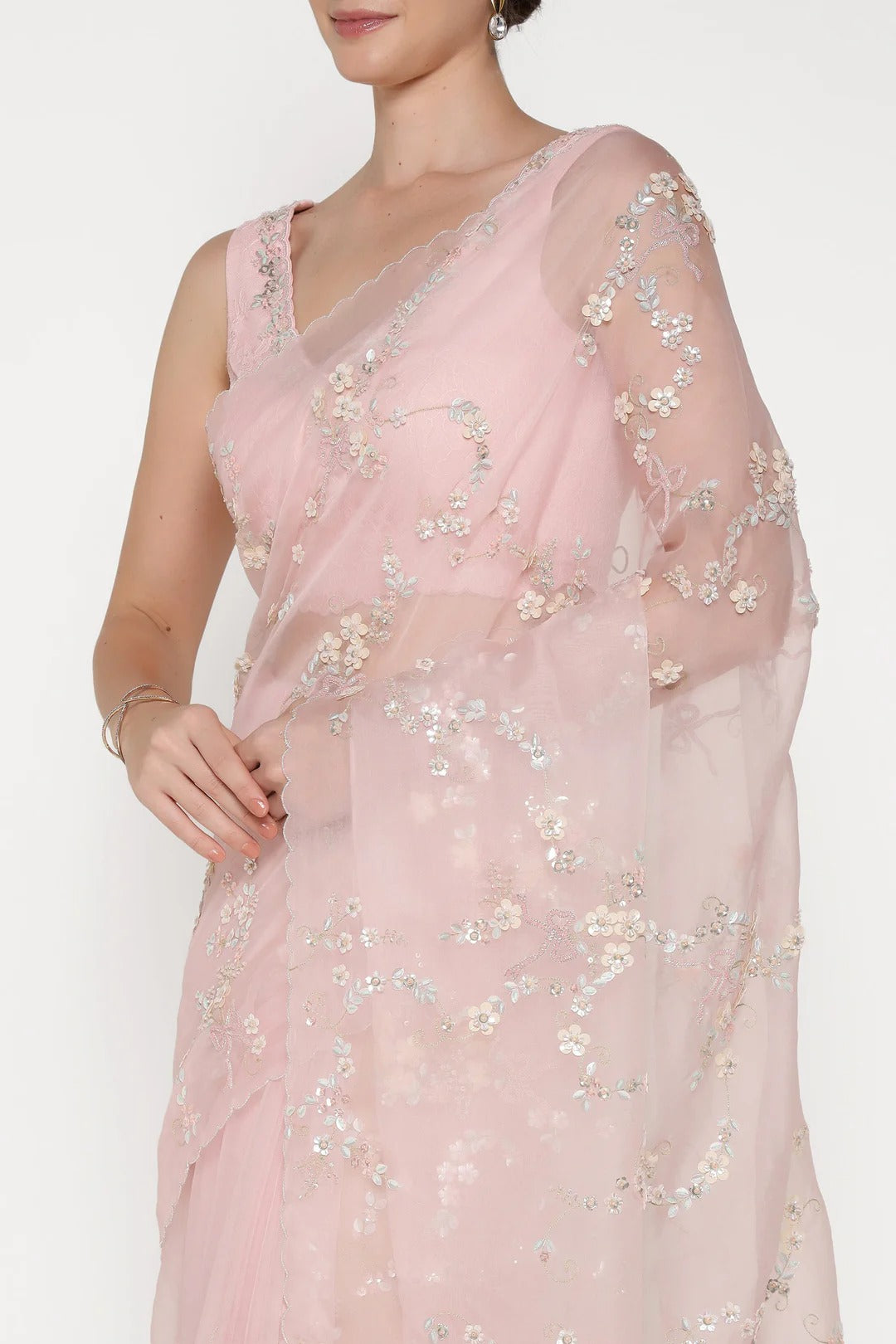 Pink Big Flower Saree
