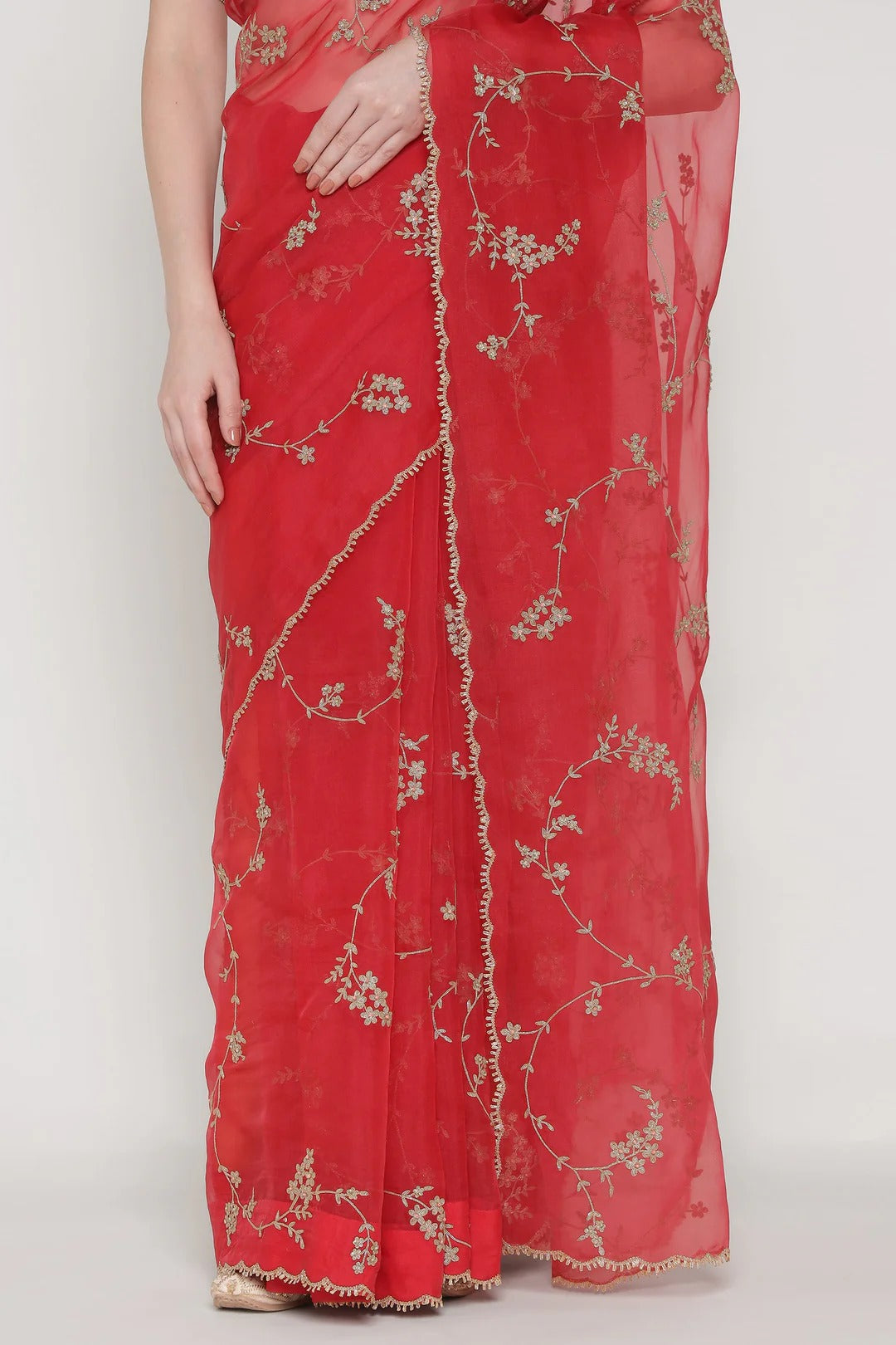 Red Vrinda Dori Saree Set