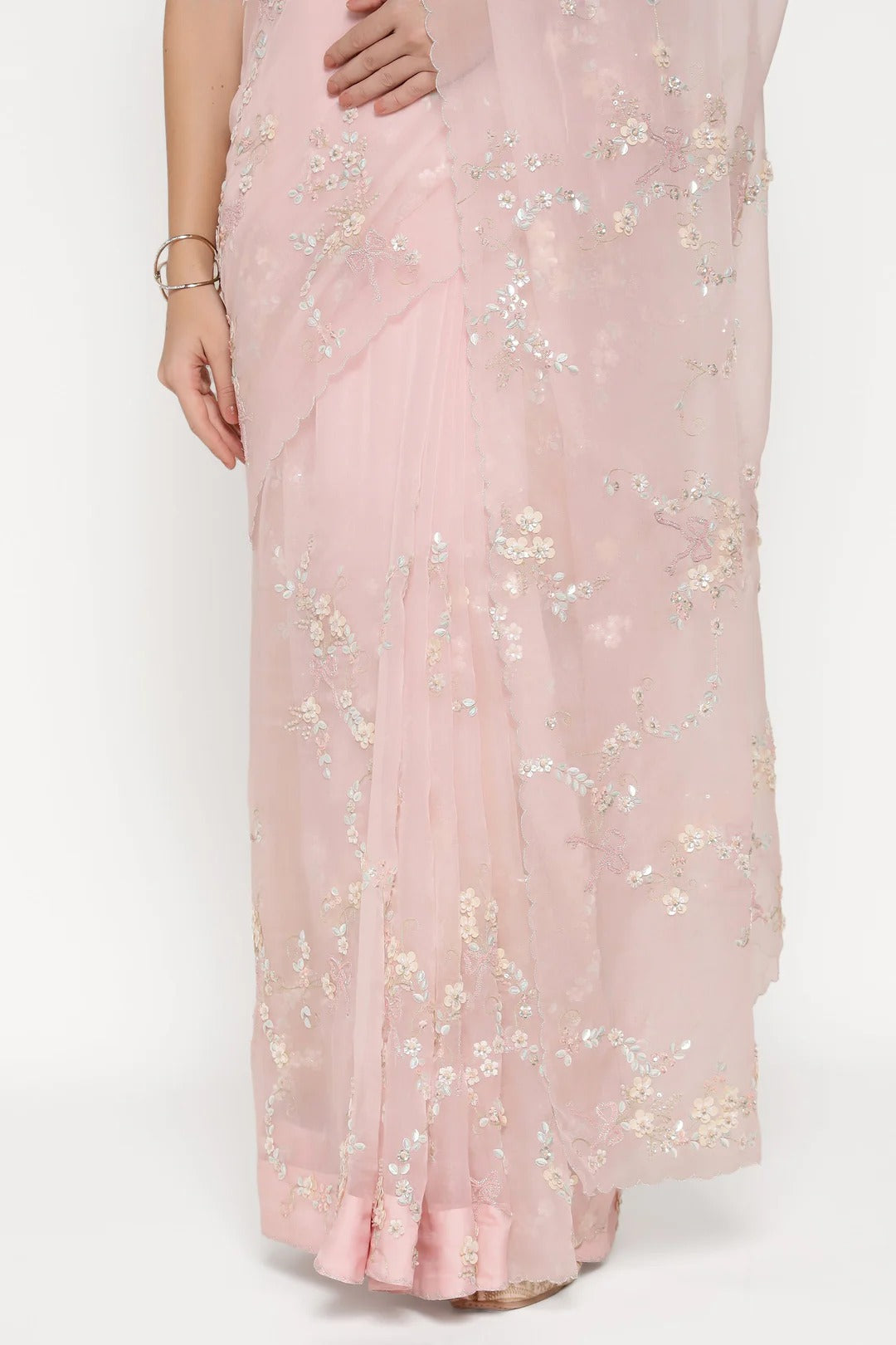 Pink Big Flower Saree
