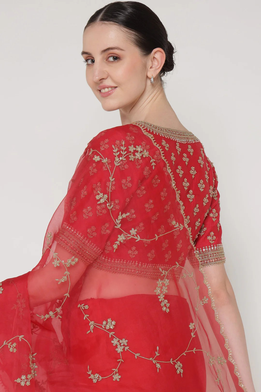Red Vrinda Dori Saree Set