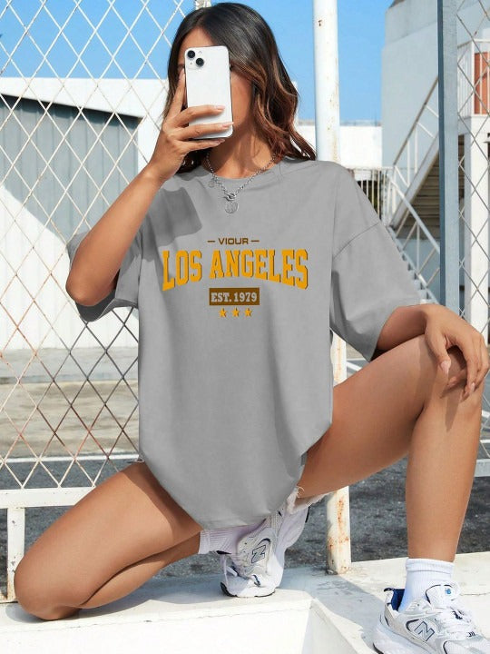 Print Cotton Blend Boxy Top