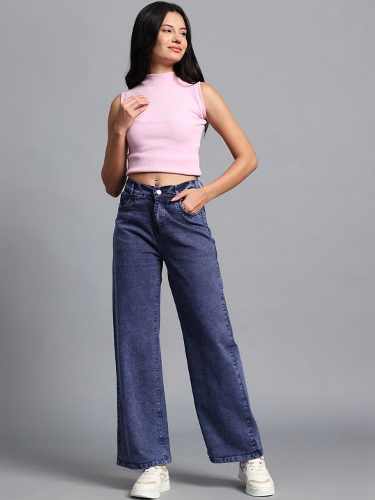 Women Wide Leg High-Rise Jeans