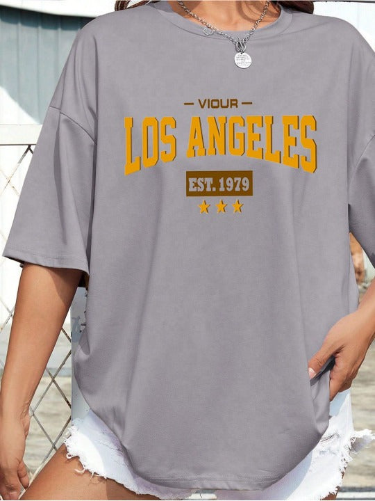 Print Cotton Blend Boxy Top