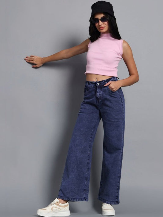 Women Wide Leg High-Rise Jeans