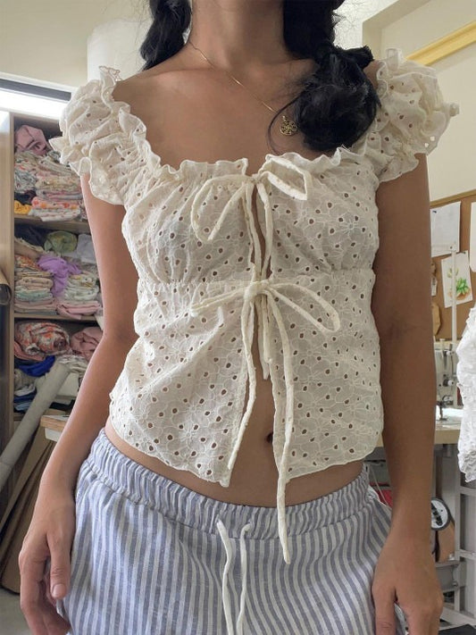 Women Self Design Square Neck Top