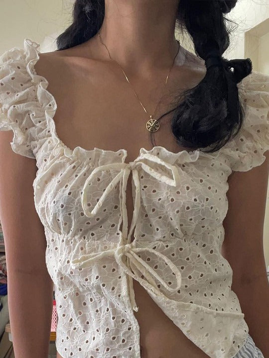 Women Self Design Square Neck Top
