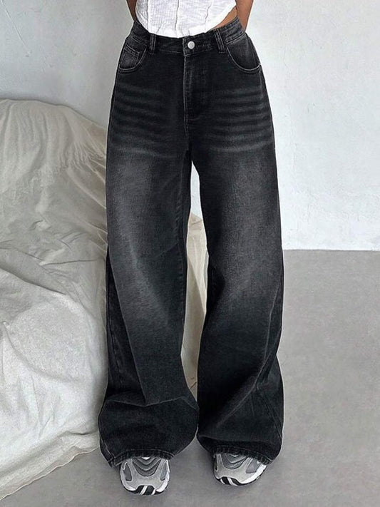 Women Wide Leg High-Rise Light Fade Jeans