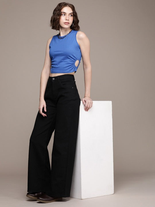 The Life Co. Women Wide Leg High-Rise Stretchable Jeans
