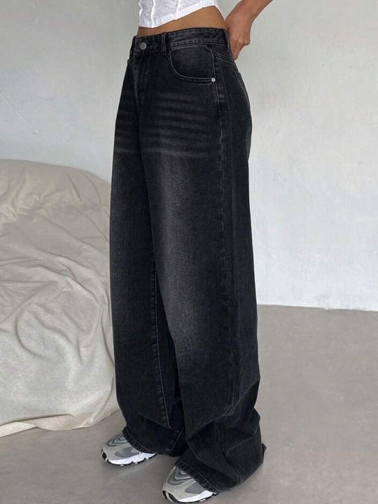 Women Wide Leg High-Rise Light Fade Jeans