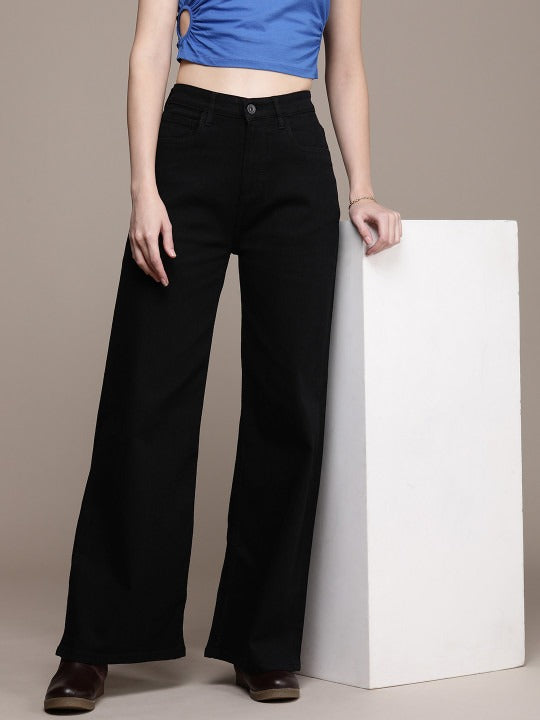 The Life Co. Women Wide Leg High-Rise Stretchable Jeans