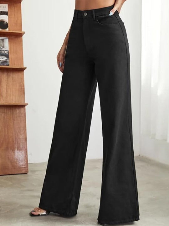 Women Smart Wide Leg High-Rise Jeans