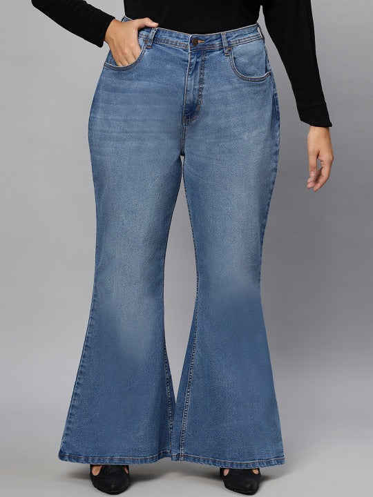 Women Plus Size Extra Flared Jeans