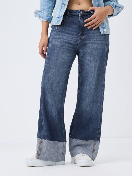 Women Straight Fit Denim Blue Jeans