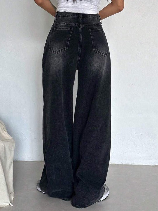 Women Wide Leg High-Rise Light Fade Jeans