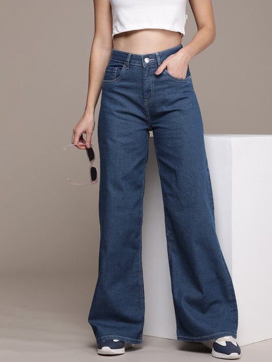The Life Co. Women Wide Leg High-Rise Stretchable Jeans