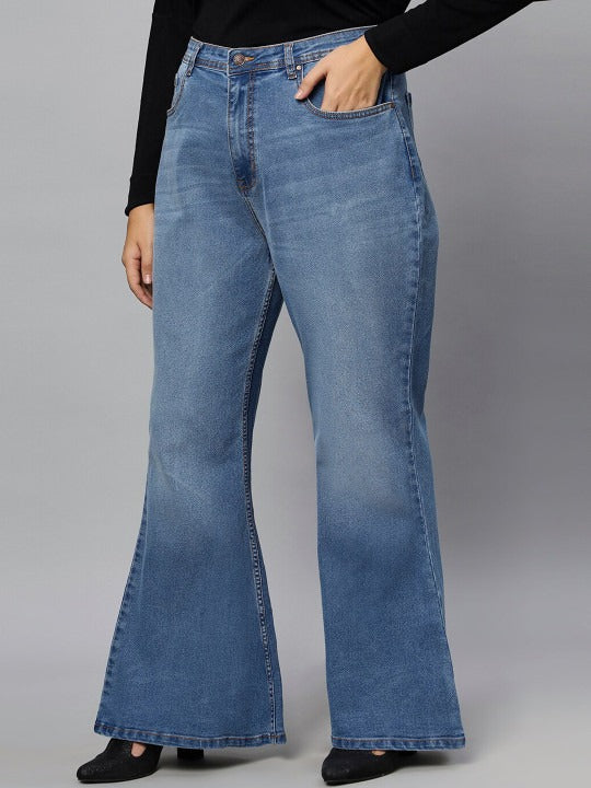 Women Plus Size Extra Flared Jeans
