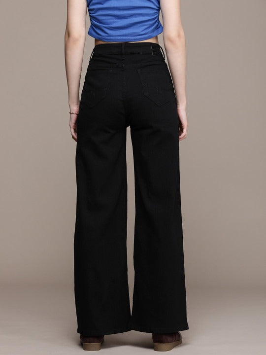 The Life Co. Women Wide Leg High-Rise Stretchable Jeans