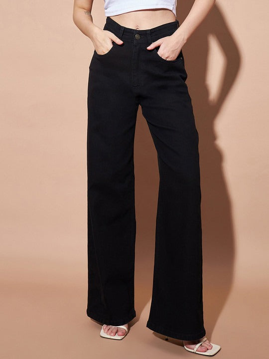 Women Clean Look No Fade High-Rise Straight Fit Jeans