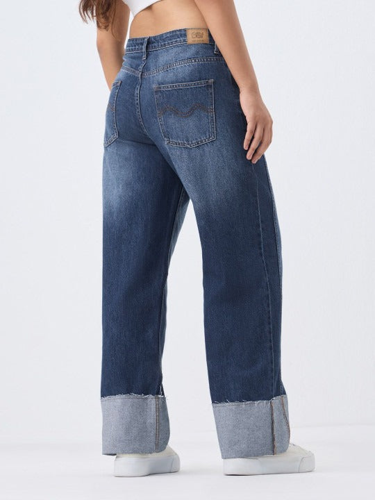 Women Straight Fit Denim Blue Jeans