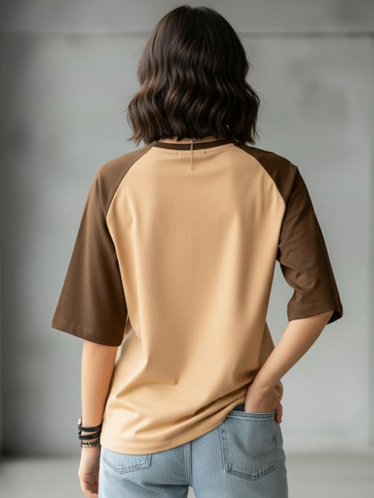 Women Typography Printed Round Neck Cotton Oversized T-shirt