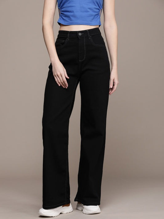The Life Co. Women Wide Leg High-Rise Stretchable Jeans