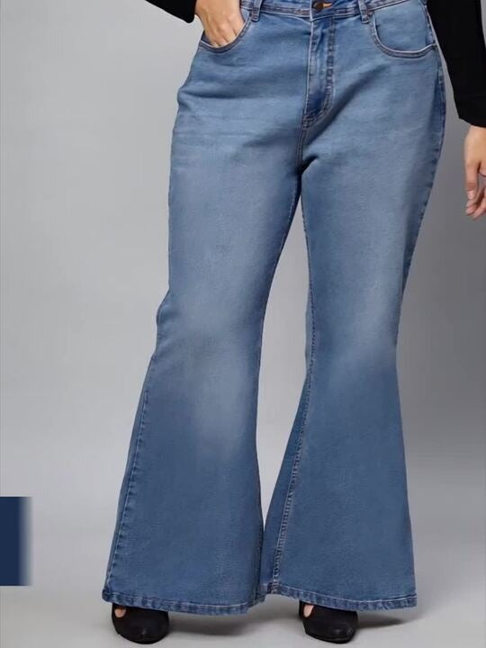 Women Plus Size Extra Flared Jeans