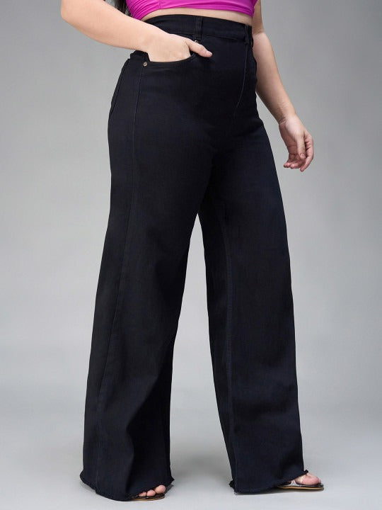 Plus Size Women Wide Leg High-Rise Stretchable Jeans