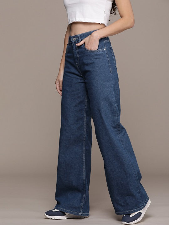 The Life Co. Women Wide Leg High-Rise Stretchable Jeans