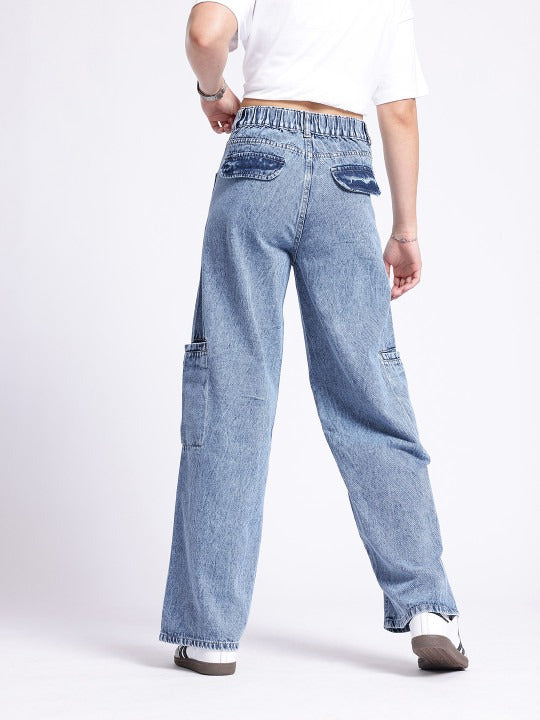 Women Touch Wide Leg Light Fade Jeans