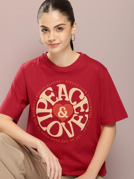 Women Graphic Printed Embossed Oversized T-shirt