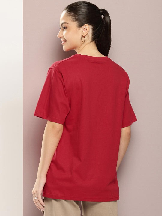 Women Graphic Printed Embossed Oversized T-shirt