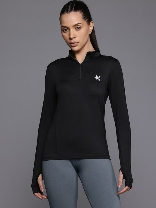 Brand Logo Detail Mock Neck Rapid Dry Slim Fit T-shirt