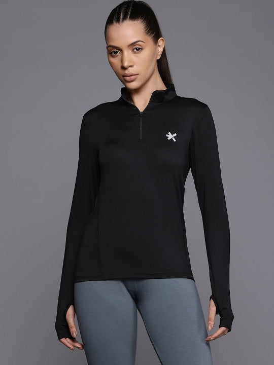 Brand Logo Detail Mock Neck Rapid Dry Slim Fit T-shirt