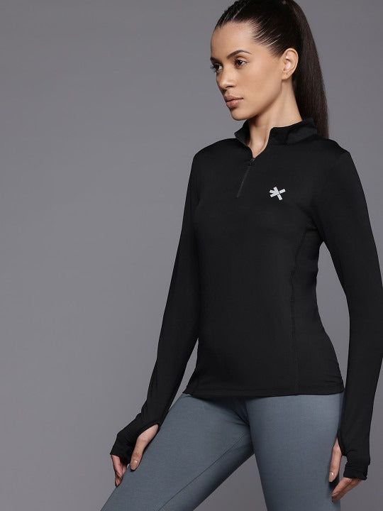 Brand Logo Detail Mock Neck Rapid Dry Slim Fit T-shirt