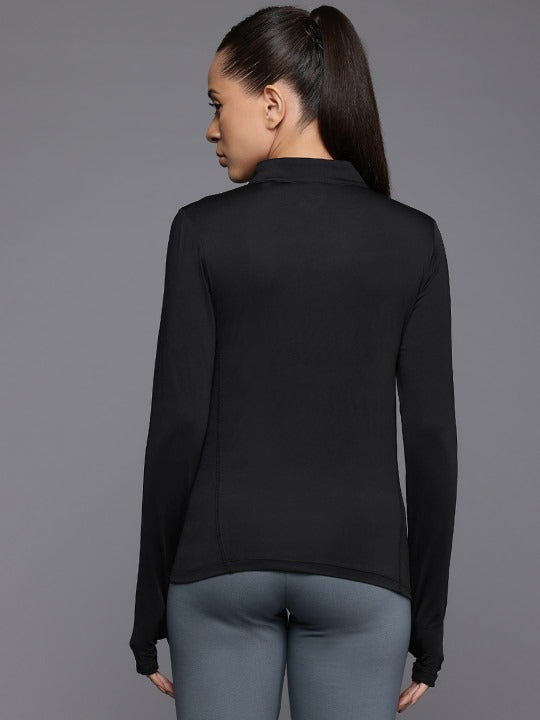Brand Logo Detail Mock Neck Rapid Dry Slim Fit T-shirt