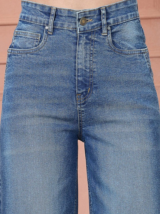 Women Straight Fit High-Rise Light Fade Jeans
