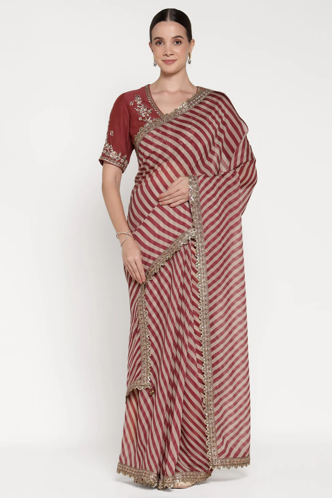 Maroon Noor E Summer Saree