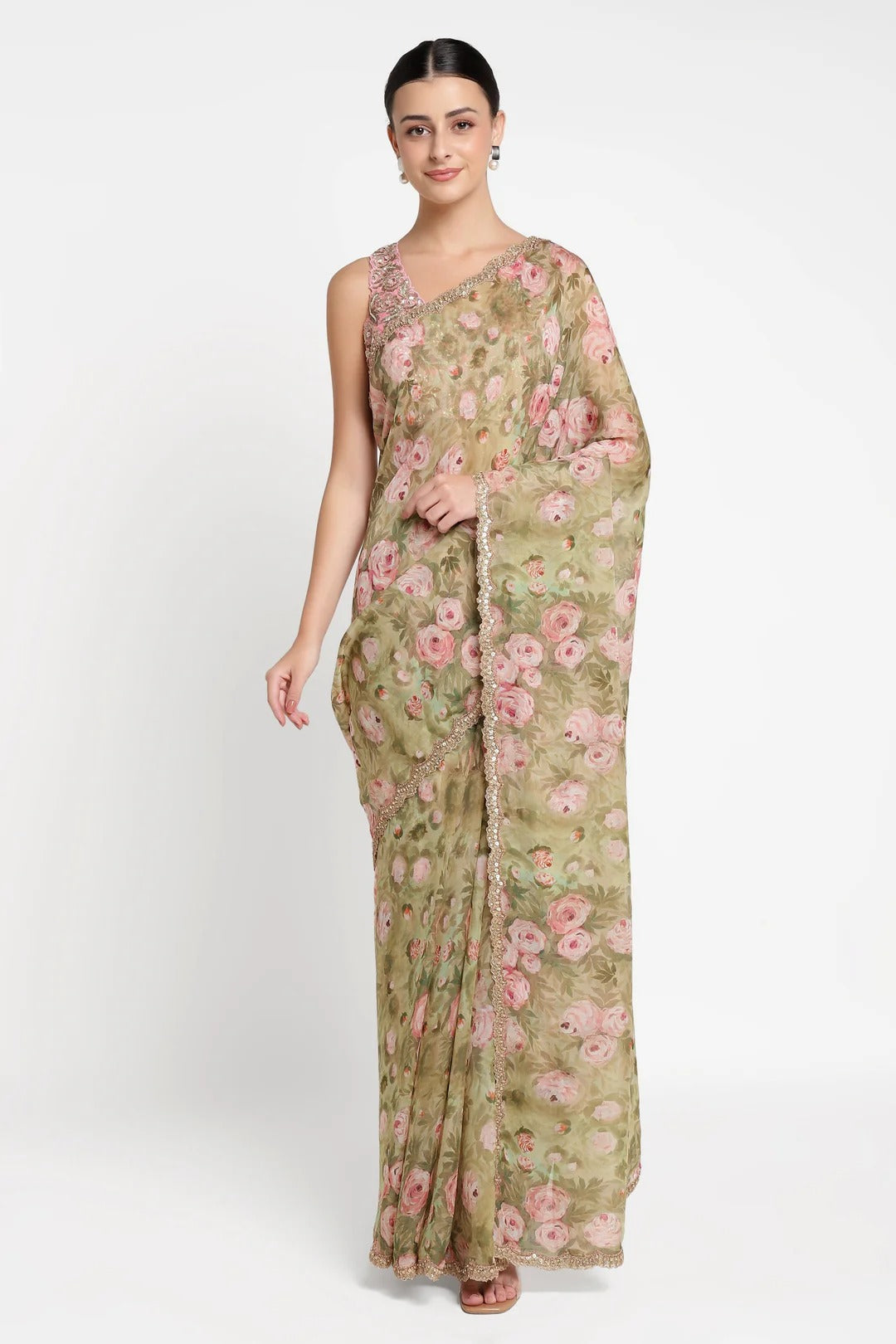 Rose Print Saree