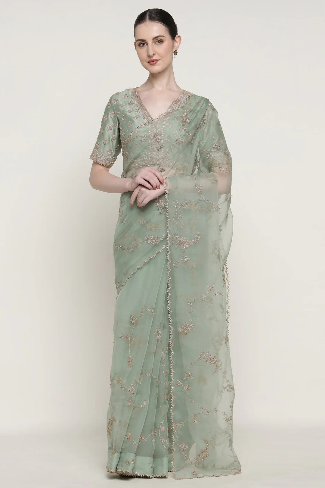 Teal Vrinda Dori Saree Set