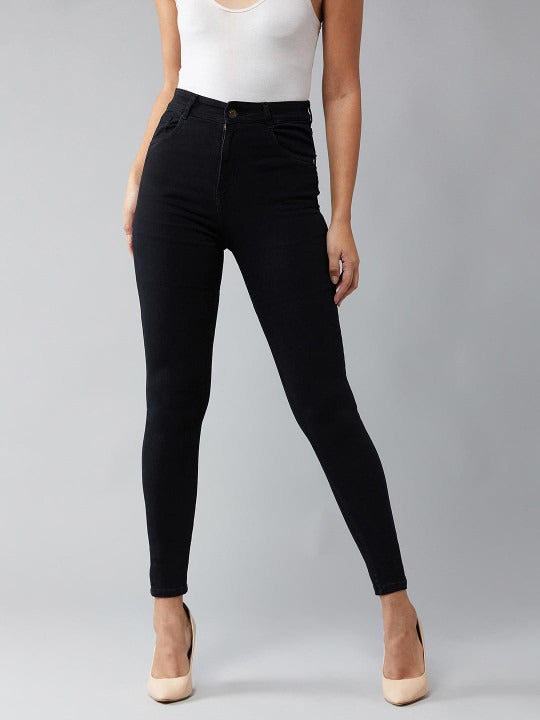 Women Black Skinny Fit High-Rise Clean Look Stretchable Jeans