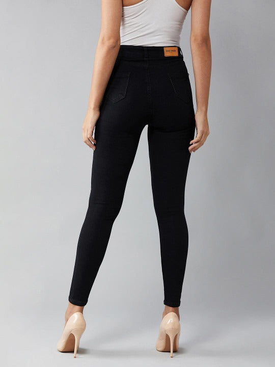 Women Black Skinny Fit High-Rise Clean Look Stretchable Jeans